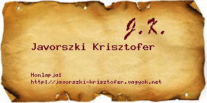 Javorszki Krisztofer névjegykártya